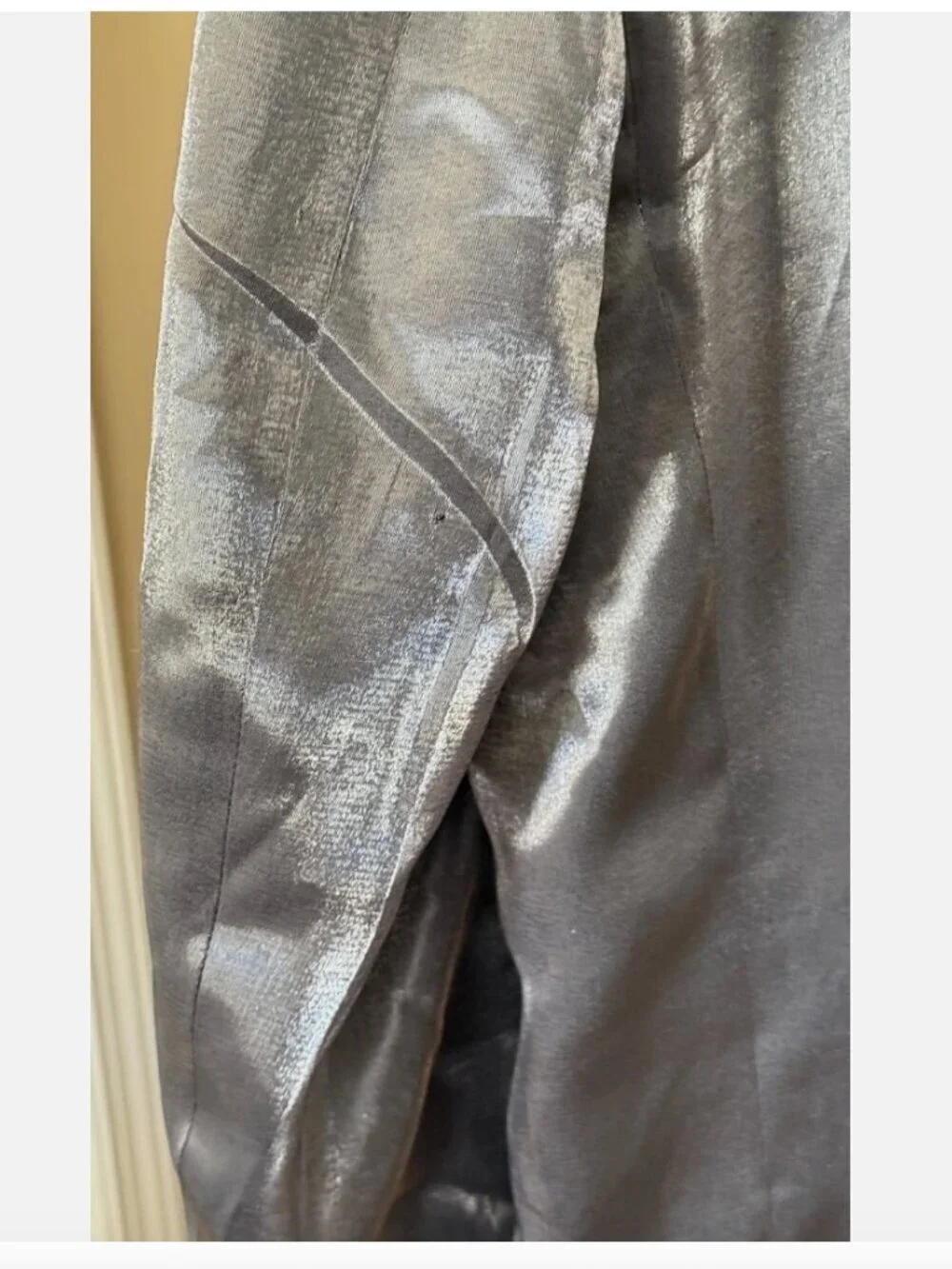 VTG Falcone Mens Luxury Silver Metallic Gray Long Maxi Coat Blazer Jacket Sz 52R
